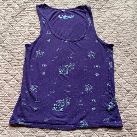 LOGIK - Purple Tank Top with silver crown diamond print - small - Picture 5 of 10